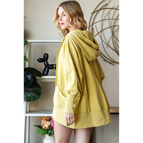 Oli & Hali Yellow Washed Hood Zip Up Jacket - Picture 3 of 5